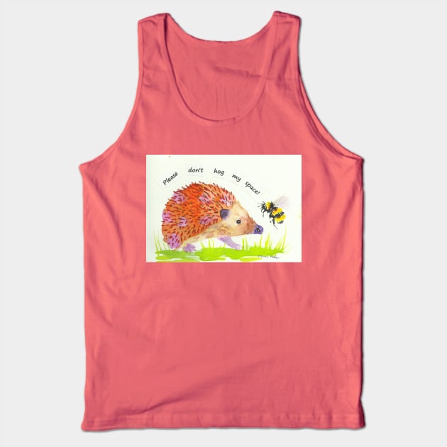 Pink Hedgehog, "Please don't Hog my Space!" Tank Top by Casimirasquirkyart